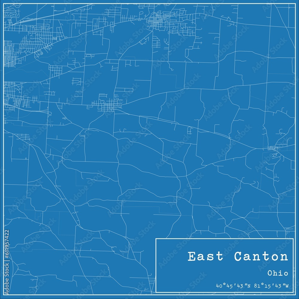 Blueprint US city map of East Canton, Ohio.