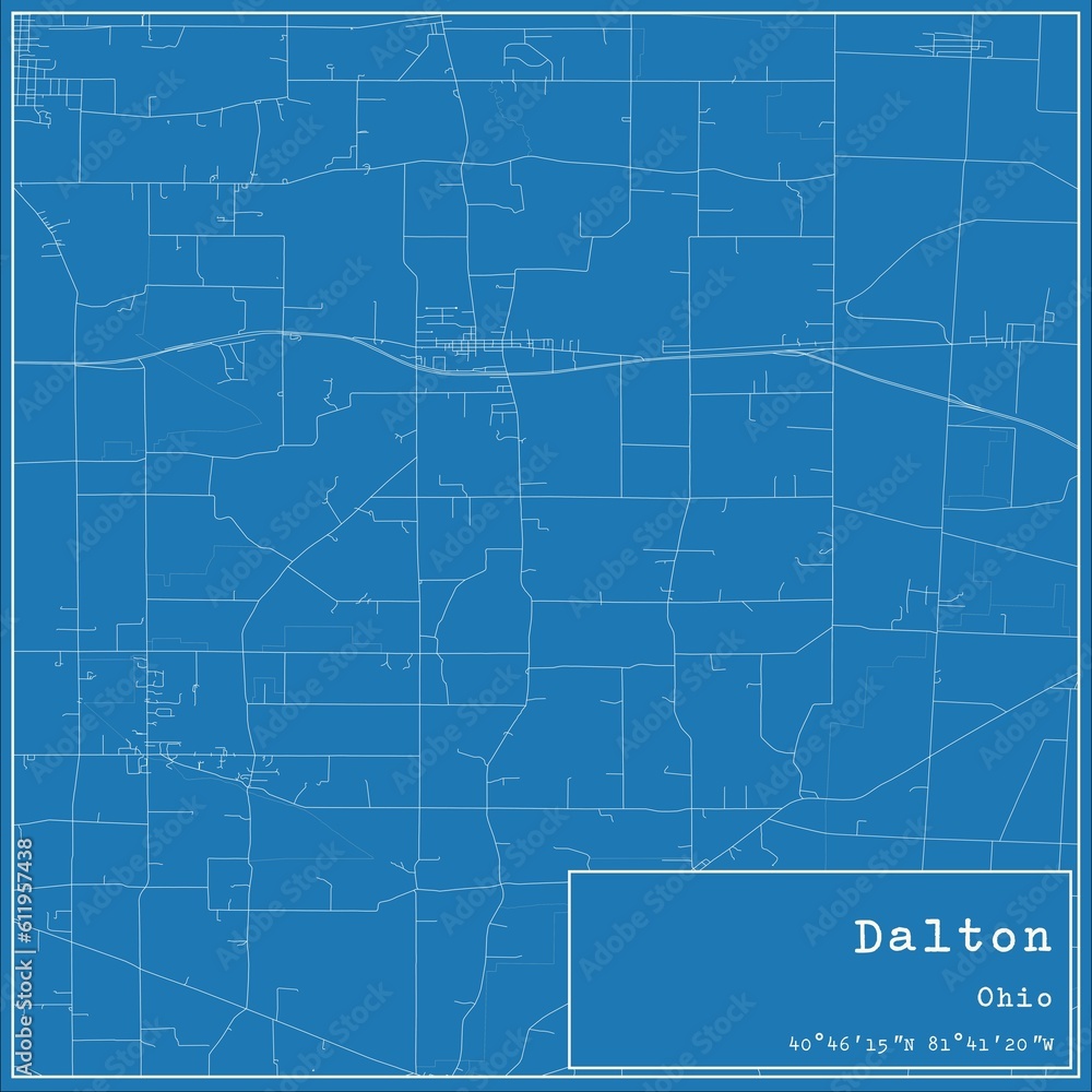 Blueprint US city map of Dalton, Ohio. Blueprint US city map of Dalton, Ohio.