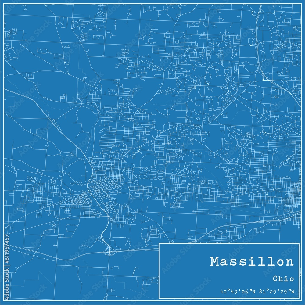 Obraz premium Blueprint US city map of Massillon, Ohio.