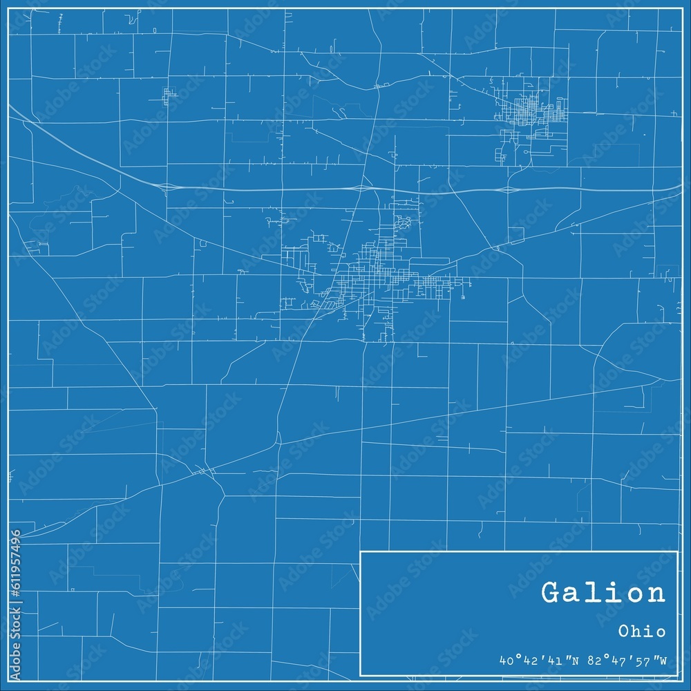 Blueprint US city map of Galion, Ohio. - obrazy, fototapety, plakaty 