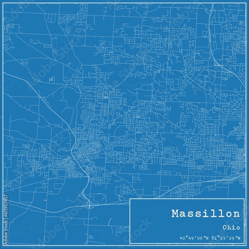 Blueprint US city map of Massillon, Ohio. photo