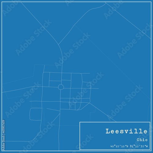 Blueprint US city map of Leesville, Ohio. photo
