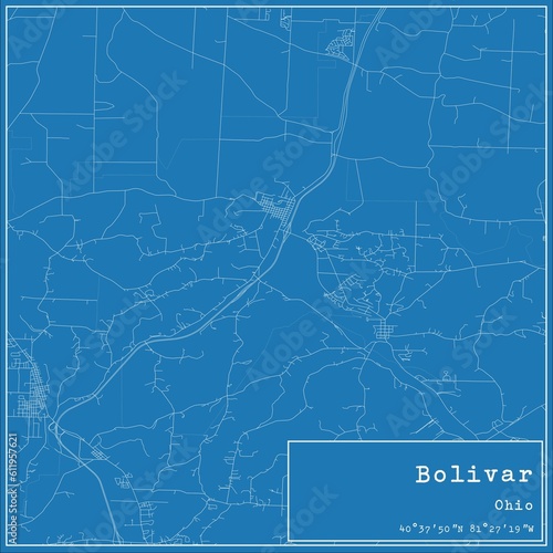 Blueprint US city map of Bolivar, Ohio. photo