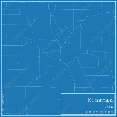 Slika na platnu Blueprint US city map of Kinsman, Ohio.