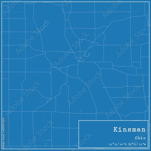 Blueprint US city map of Kinsman, Ohio. photo