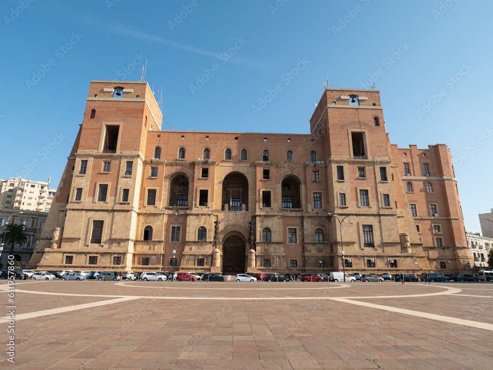 Palazzo del Governo historic building in Taranto, Italy on Piazetta Gandhi street in sunny day