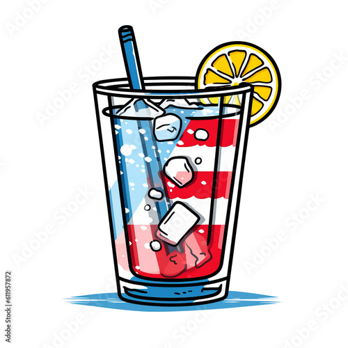 Patriotic American Cocktail Illustration. Generative ai 4th of july celebrating concept. photo