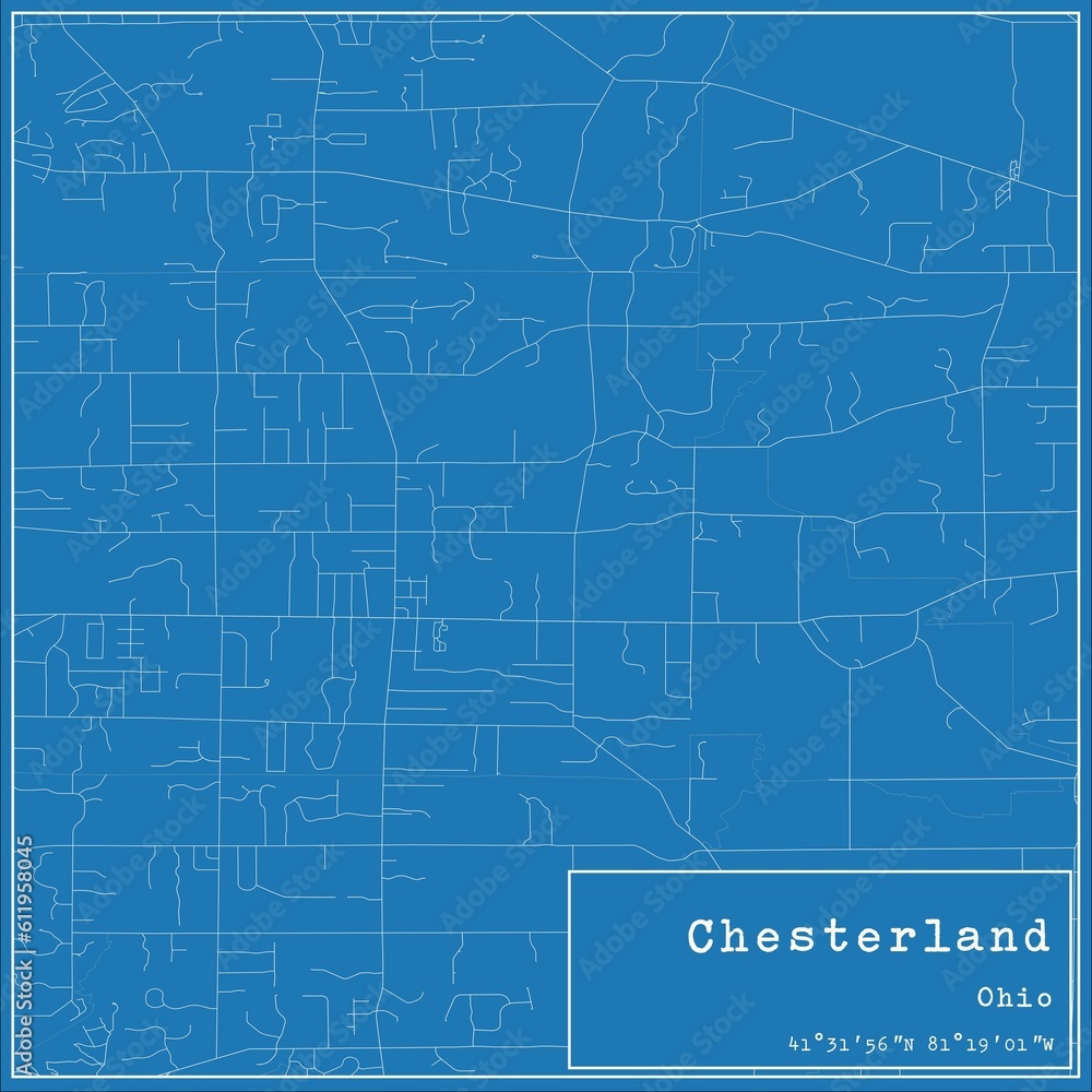 Blueprint US city map of Chesterland, Ohio. Blueprint US city map of Chesterland, Ohio.