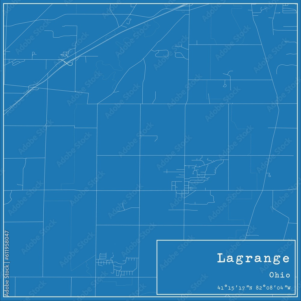 Fototapeta premium Blueprint US city map of Lagrange, Ohio.