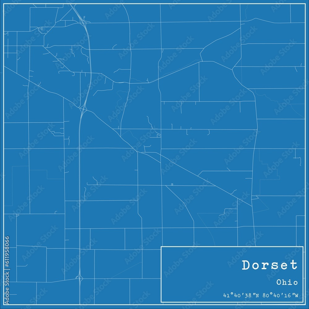 Blueprint US city map of Dorset, Ohio. Blueprint US city map of Dorset, Ohio.