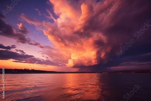 Utterly spectacular sunset with colourful clouds lit by the sun. Epic Bright Sky, Sunset landscape