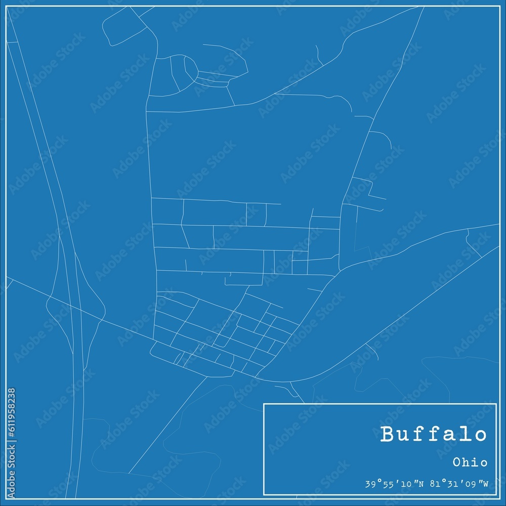 Fototapeta premium Blueprint US city map of Buffalo, Ohio.