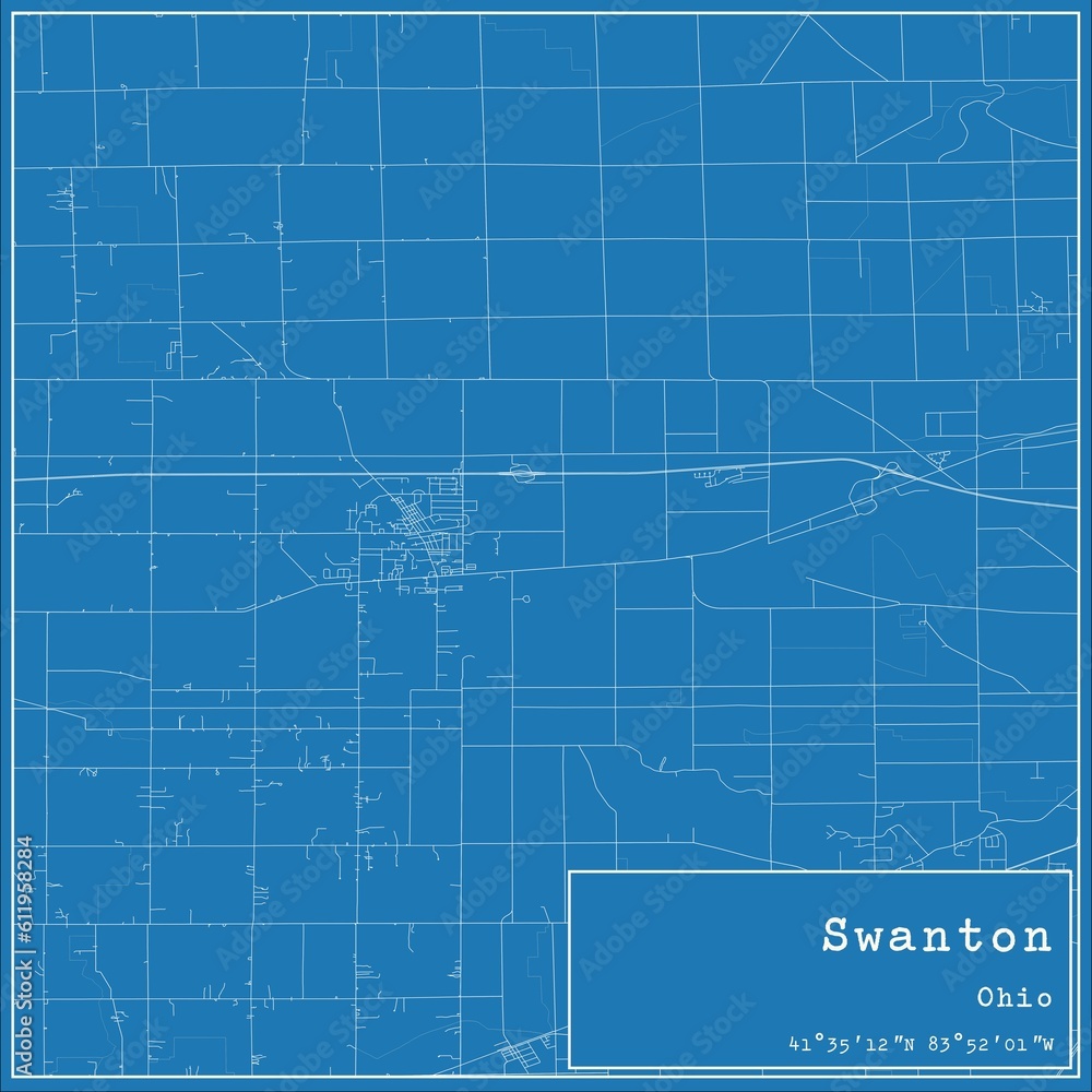 Blueprint US city map of Swanton, Ohio. Blueprint US city map of Swanton, Ohio.
