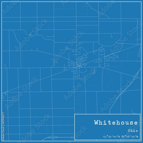 Blueprint US city map of Whitehouse, Ohio.