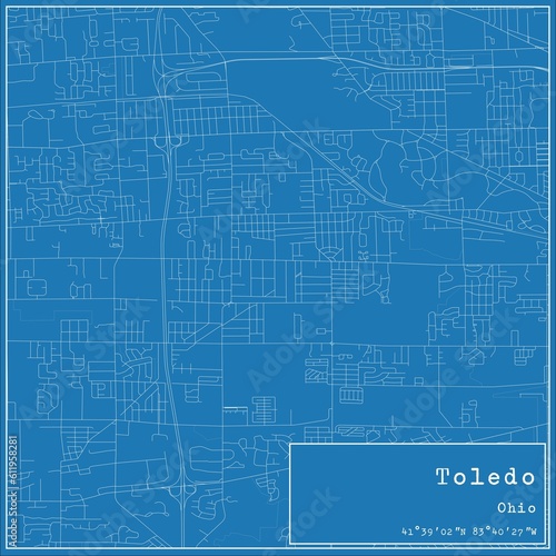 Wallpaper Mural Blueprint US city map of Toledo, Ohio. Torontodigital.ca