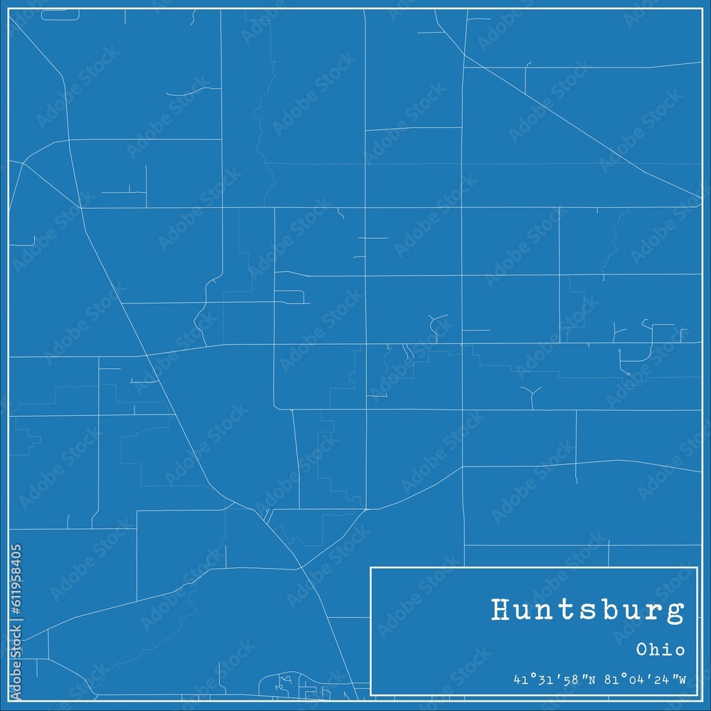Blueprint US city map of Huntsburg, Ohio. Blueprint US city map of Huntsburg, Ohio.