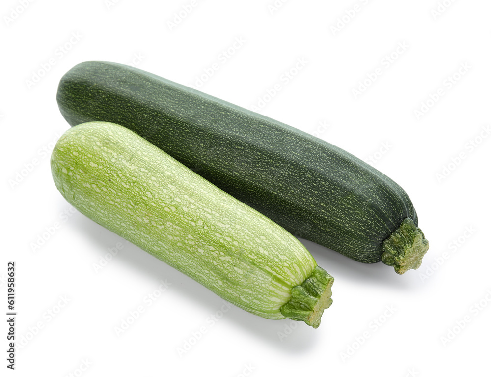 Fresh green zucchini on white background Fresh green zucchini on white background