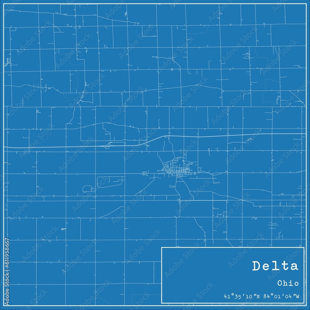Blueprint US city map of Delta, Ohio. Blueprint US city map of Delta, Ohio.