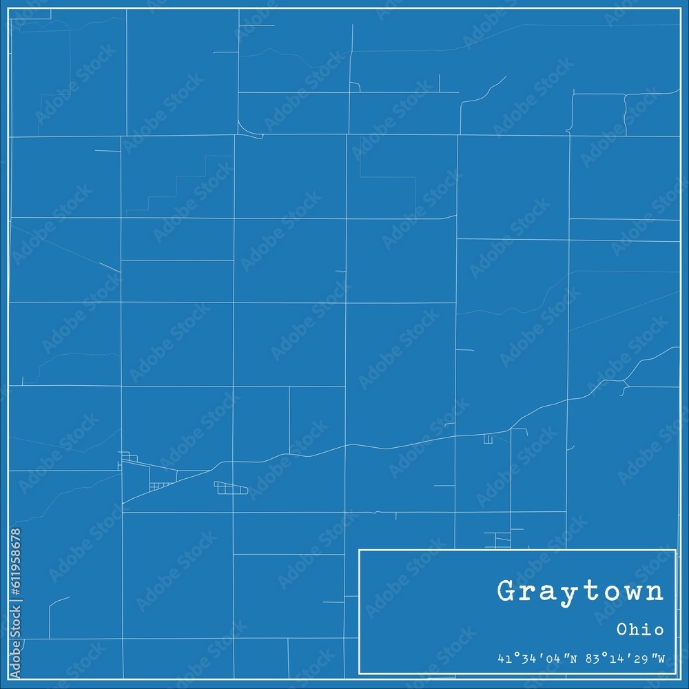 Blueprint US city map of Graytown, Ohio.