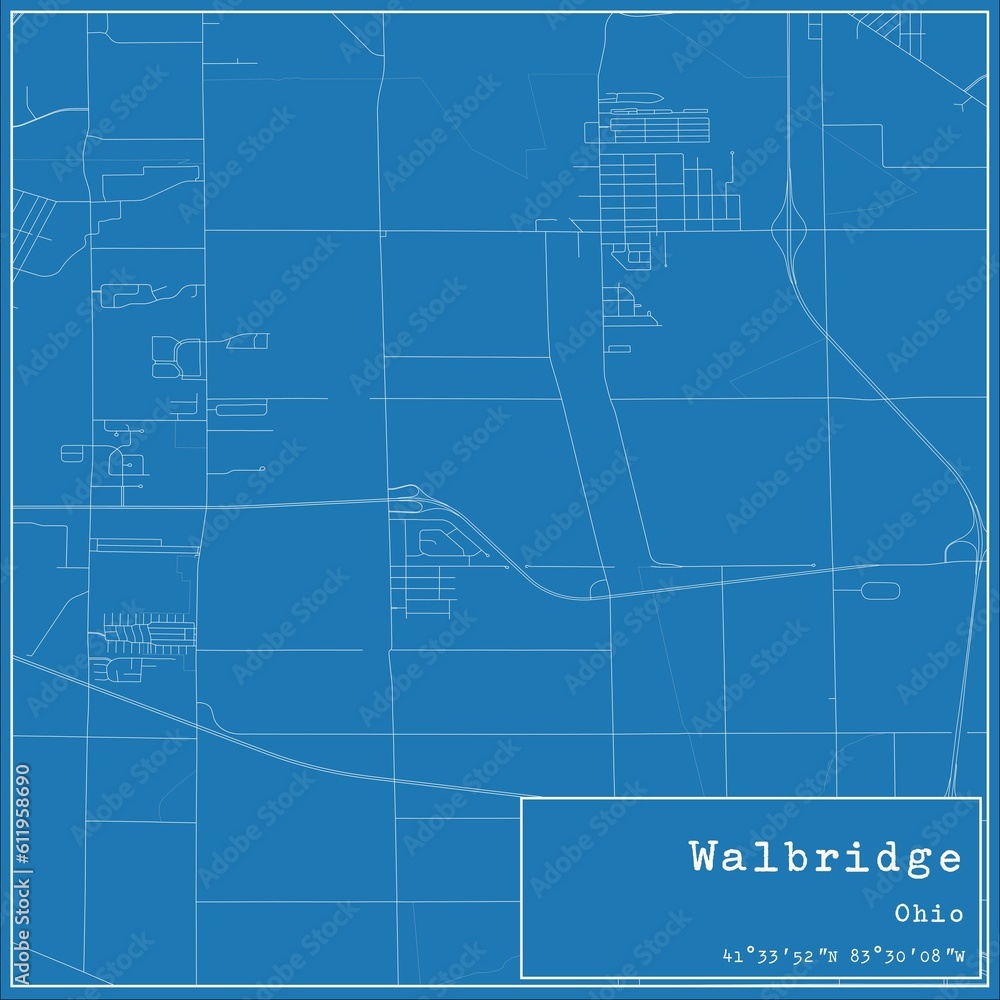 Blueprint US city map of Walbridge, Ohio. Blueprint US city map of Walbridge, Ohio.
