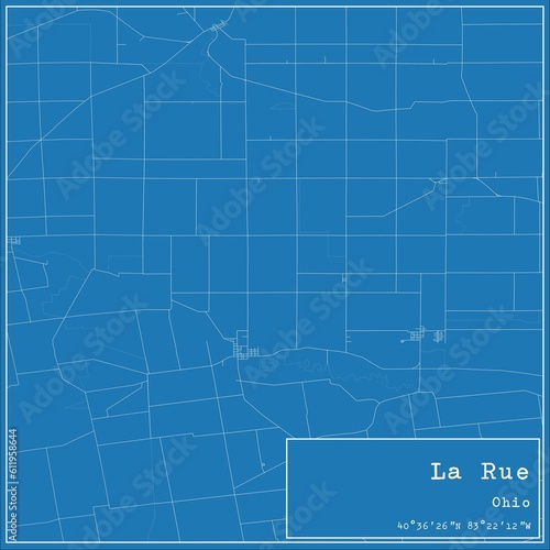 Blueprint US city map of La Rue  Ohio.