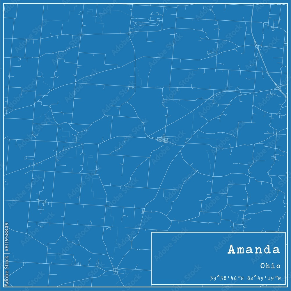 Blueprint US city map of Amanda, Ohio. Blueprint US city map of Amanda, Ohio.