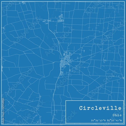 Blueprint US city map of Circleville, Ohio. photo