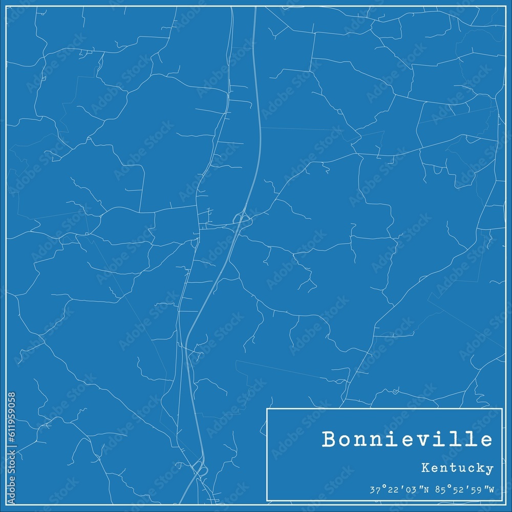 Blueprint US city map of Bonnieville, Kentucky. Blueprint US city map of Bonnieville, Kentucky.