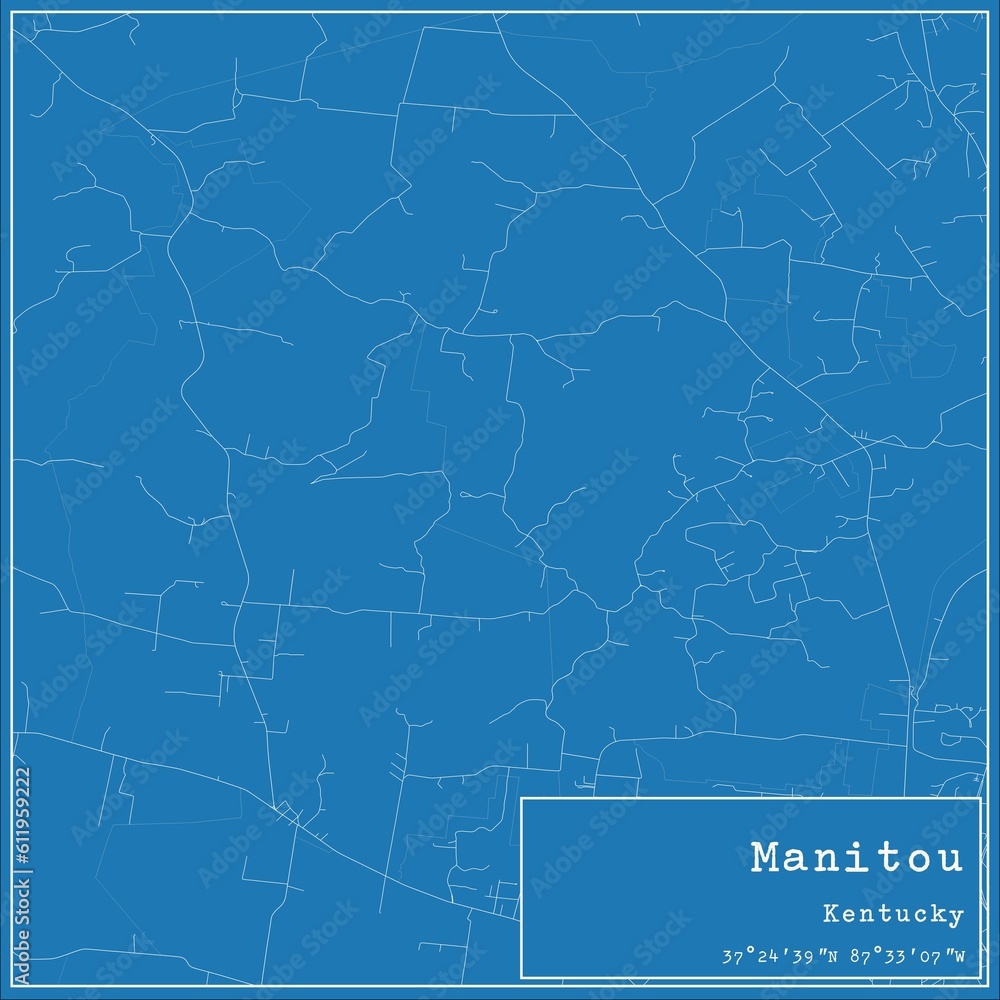 Blueprint US city map of Manitou, Kentucky.