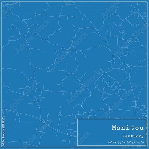Blueprint US city map of Manitou, Kentucky.