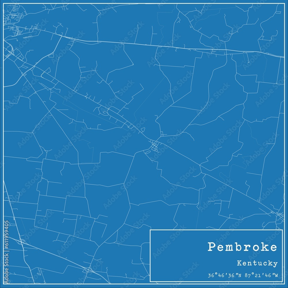 Blueprint US city map of Pembroke, Kentucky.