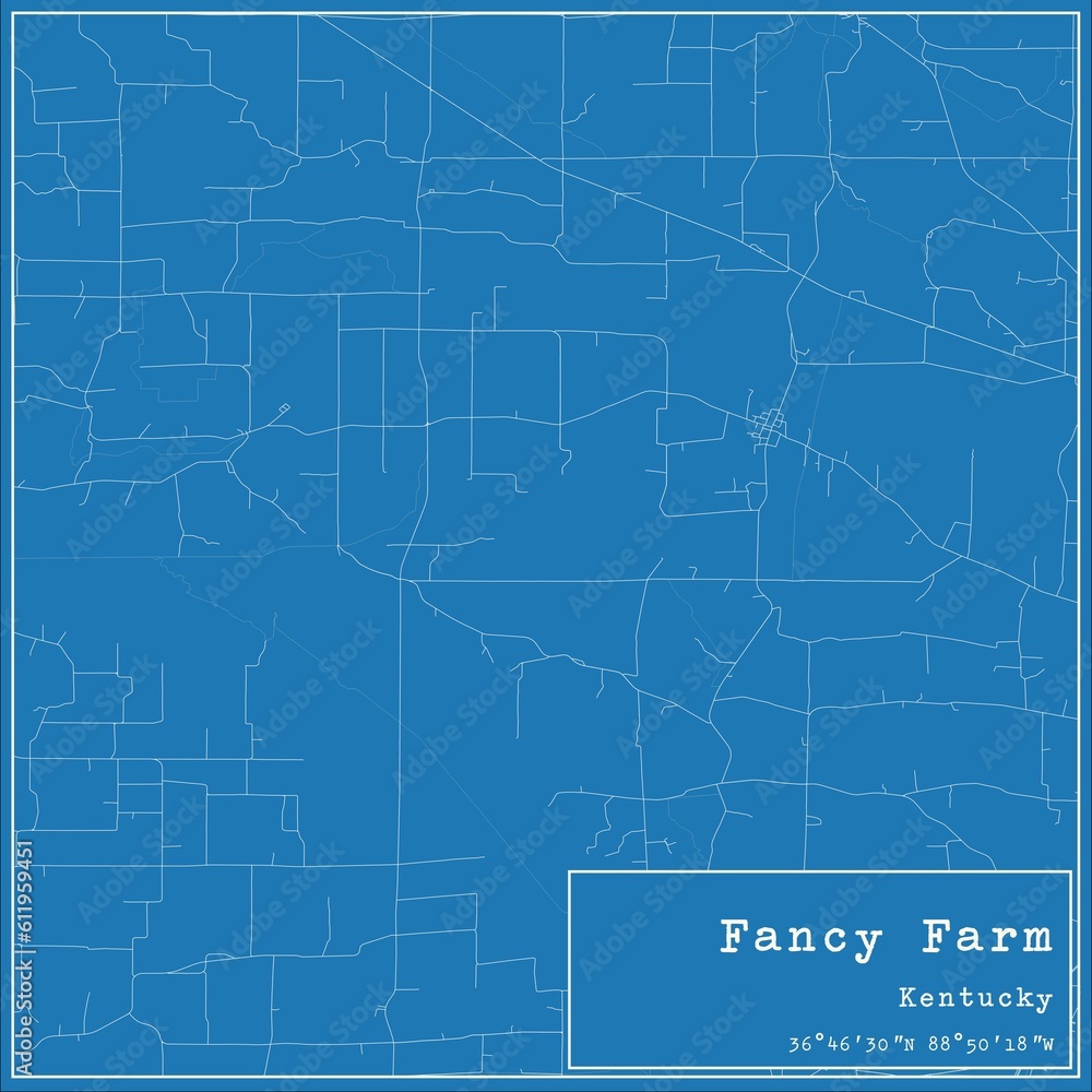 Blueprint US city map of Fancy Farm, Kentucky. Blueprint US city map of Fancy Farm, Kentucky.
