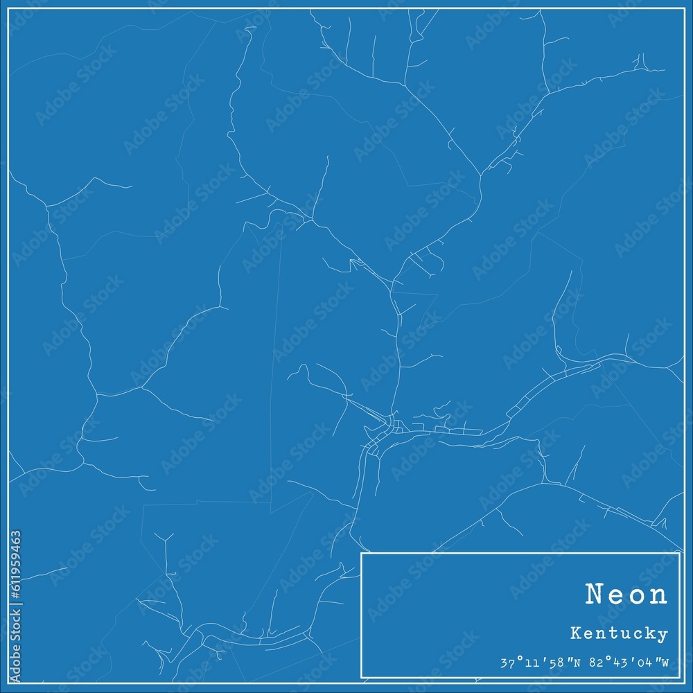 Blueprint US city map of Neon, Kentucky. Blueprint US city map of Neon, Kentucky.