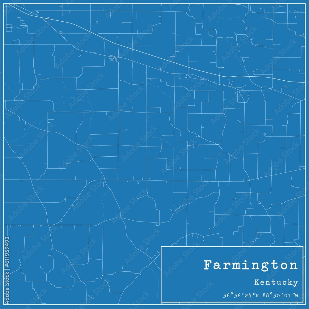 Blueprint US city map of Farmington, Kentucky. Blueprint US city map of Farmington, Kentucky.
