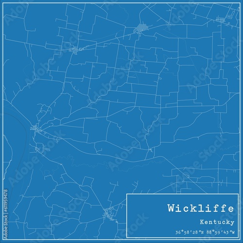 Blueprint US city map of Wickliffe, Kentucky. photo