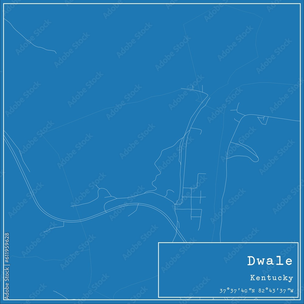 Fototapeta premium Blueprint US city map of Dwale, Kentucky.
