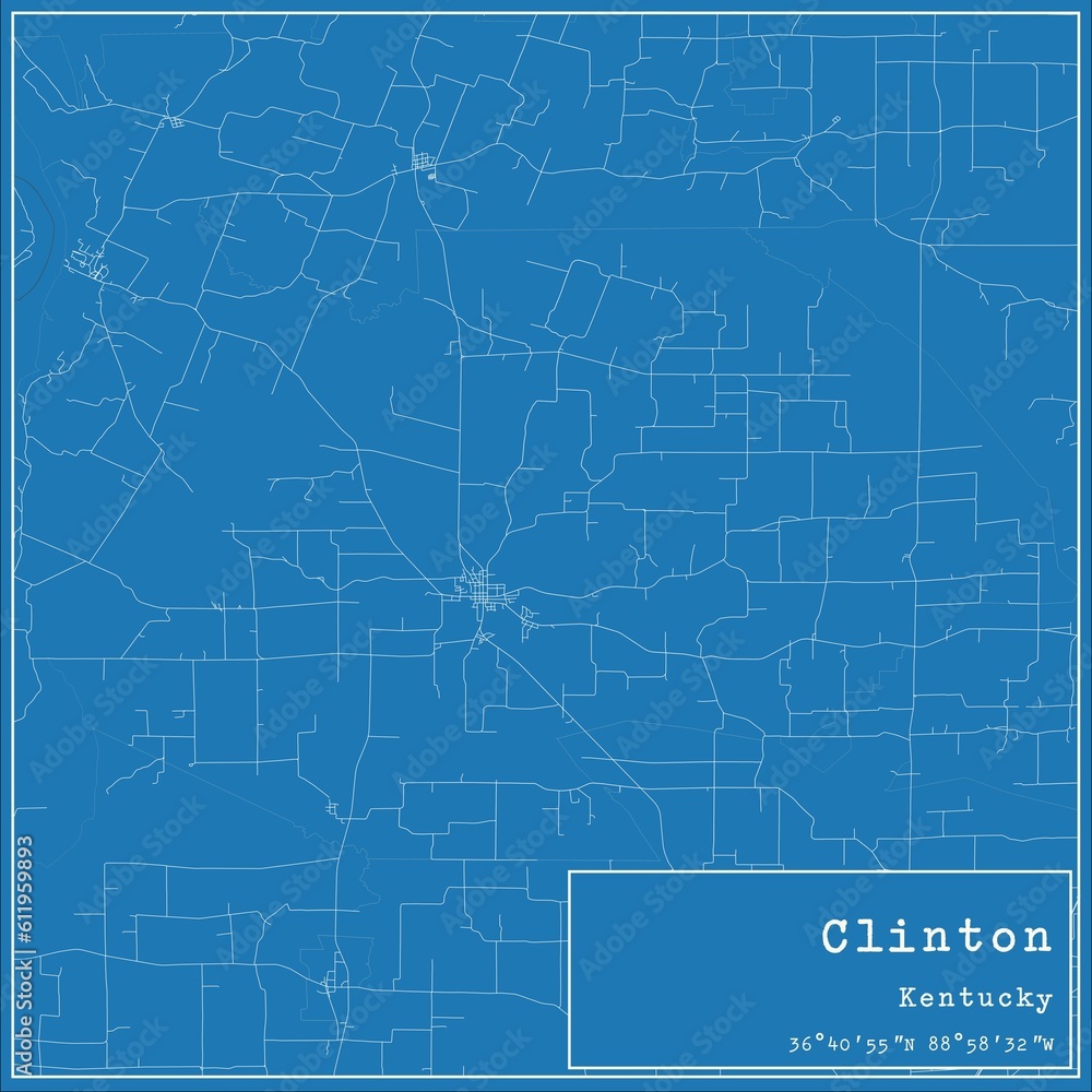 Blueprint US city map of Clinton, Kentucky. Blueprint US city map of Clinton, Kentucky.