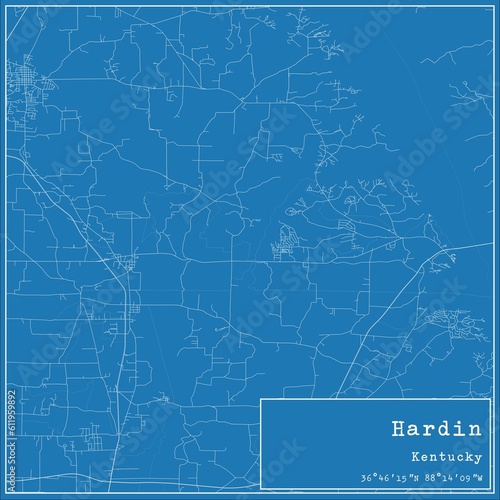 Blueprint US city map of Hardin  Kentucky.