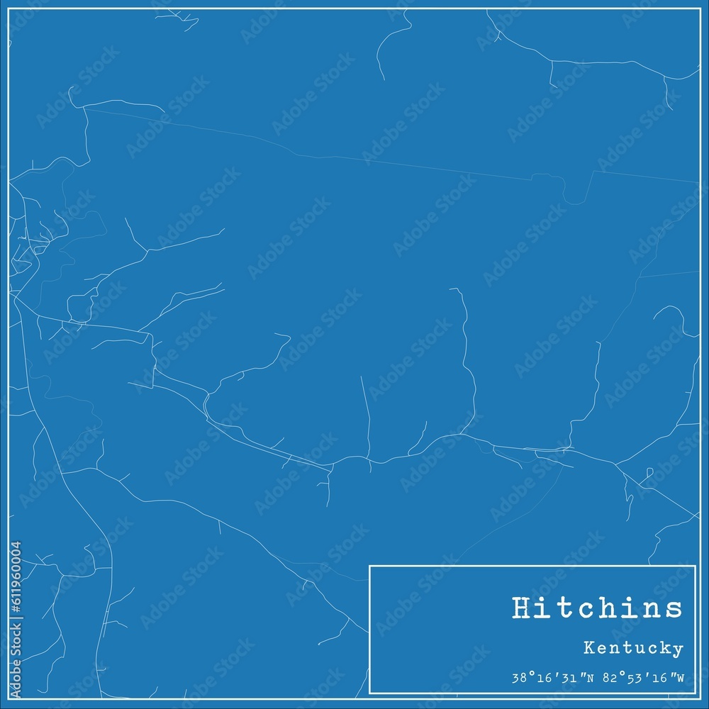Blueprint US city map of Hitchins, Kentucky. Blueprint US city map of Hitchins, Kentucky.