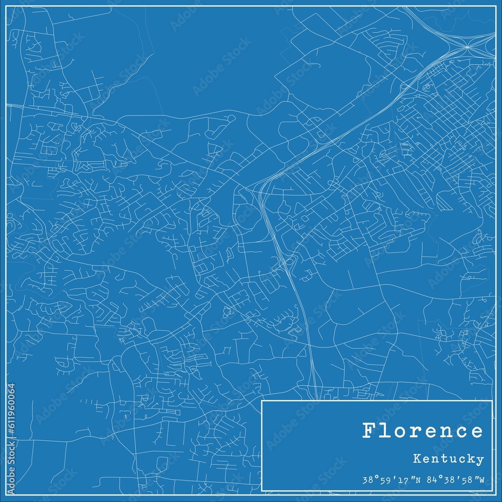 Fototapeta premium Blueprint US city map of Florence, Kentucky.