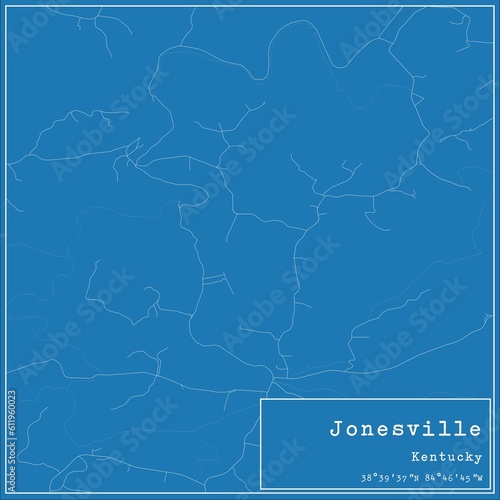 Blueprint US city map of Jonesville, Kentucky. photo