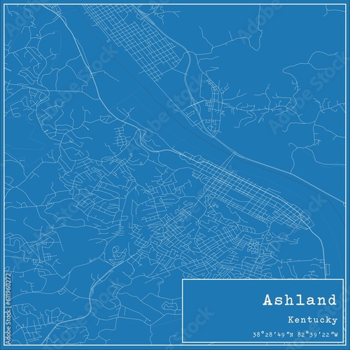 Blueprint US city map of Ashland, Kentucky. photo