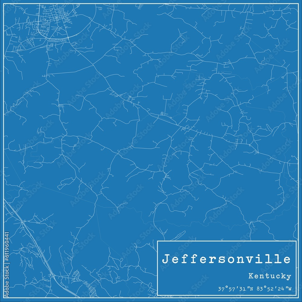 Blueprint US city map of Jeffersonville, Kentucky.