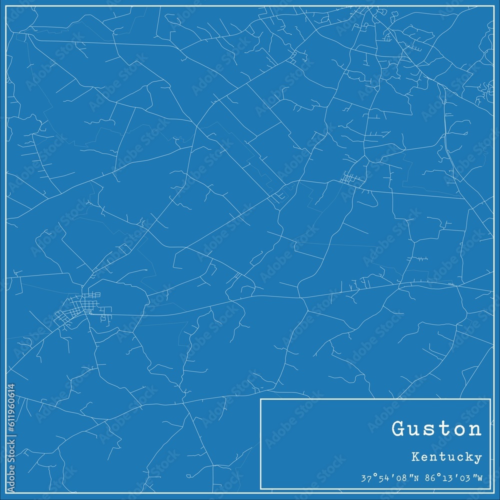 Blueprint US city map of Guston, Kentucky.