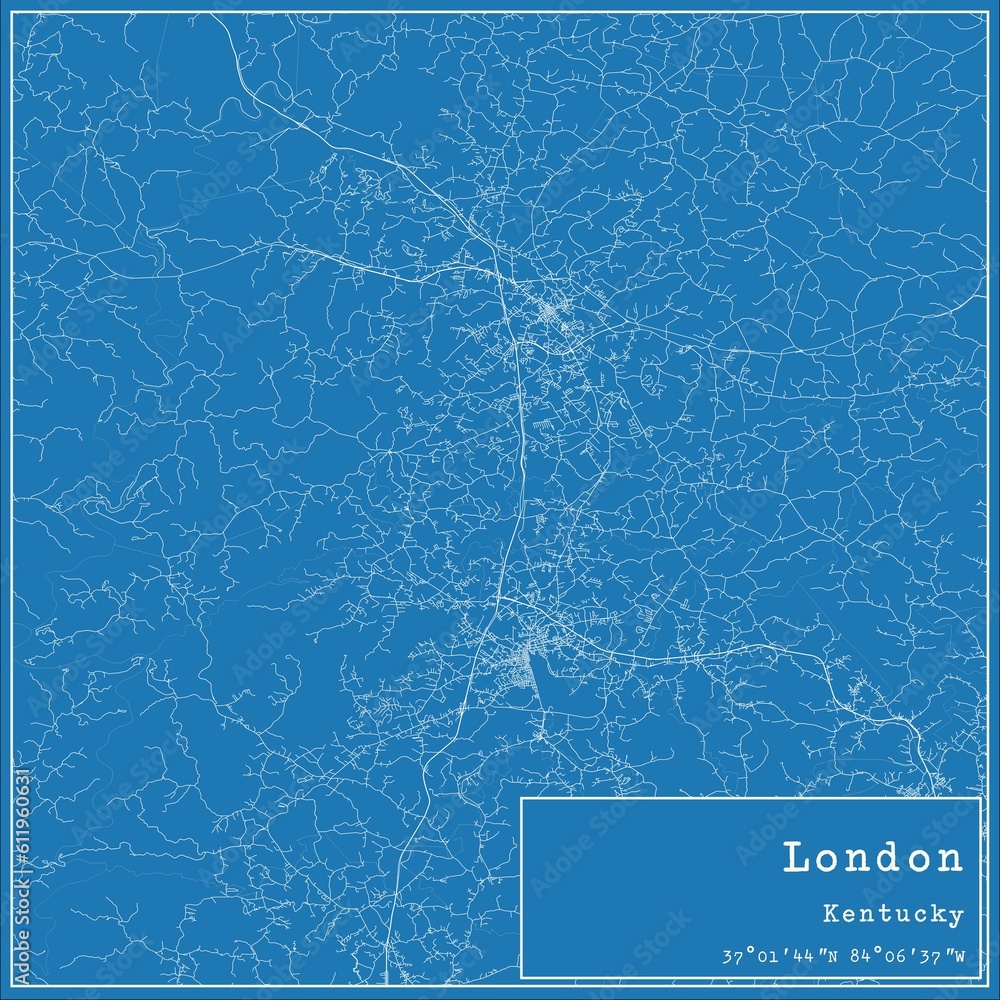 Blueprint US city map of London, Kentucky.