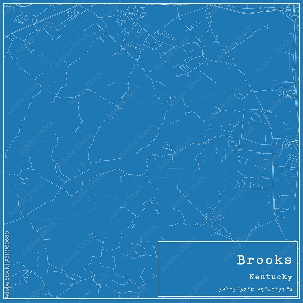 Blueprint US city map of Brooks, Kentucky. Blueprint US city map of Brooks, Kentucky.