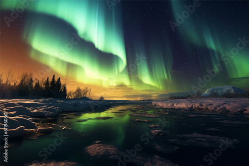 Wallpaper Mural Aurora landscape with northern lights, generative ai Torontodigital.ca