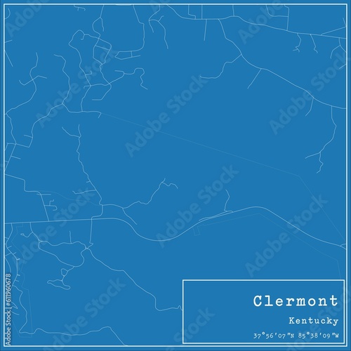 Blueprint US city map of Clermont, Kentucky. photo
