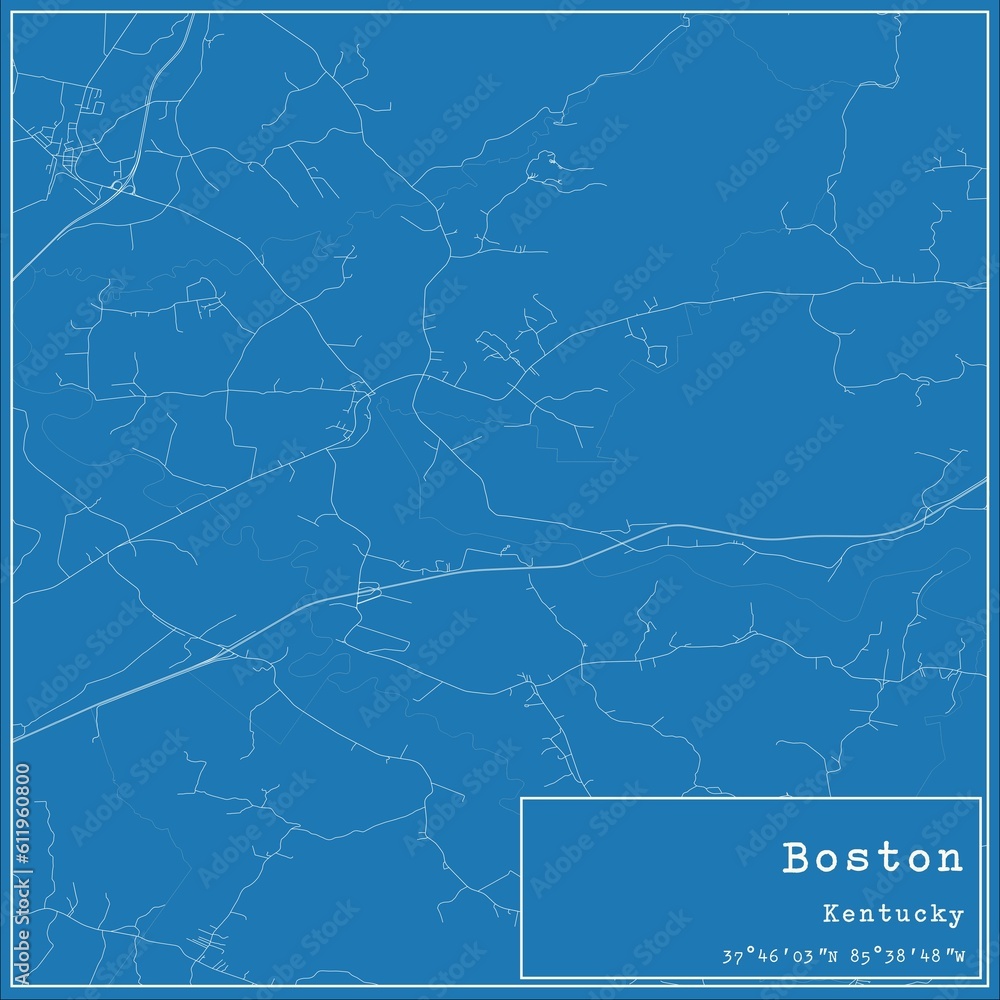 Blueprint US city map of Boston, Kentucky. Blueprint US city map of Boston, Kentucky.