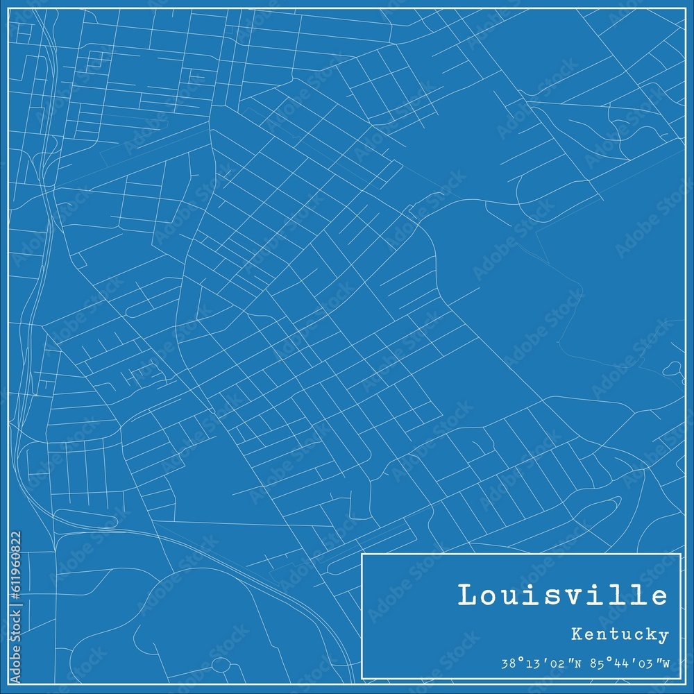 Blueprint US city map of Louisville, Kentucky. Blueprint US city map of Louisville, Kentucky.